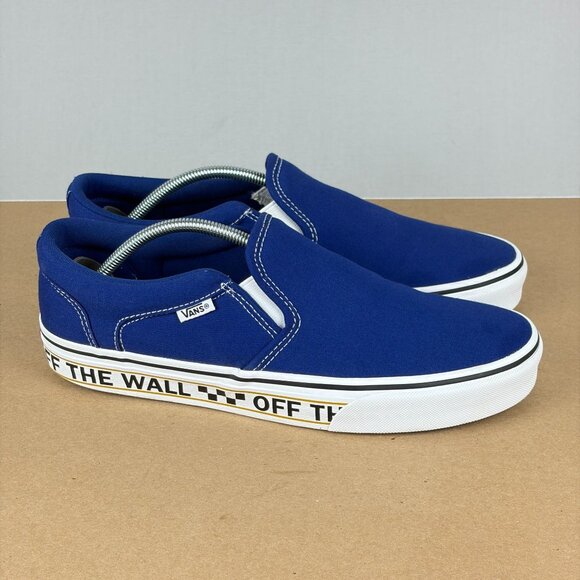 Vans Off the Wall Classic Slip On Sneakers Mens 9.5 Blue Casual Comfort Low Top - Picture 3 of 10